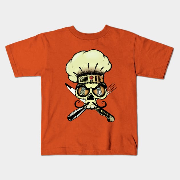 Cook or die!Chef's skull Kids T-Shirt by mangulica